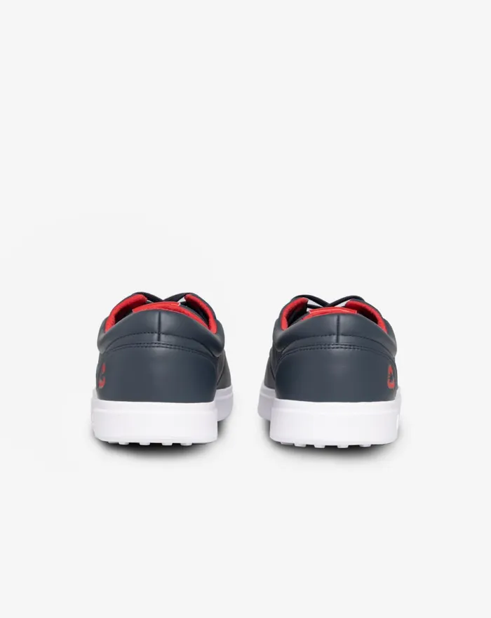 Shoes Lace Up TravisMathew THE WILDCARD LEATHER SPIKELESS GOLF SHOE Navyred