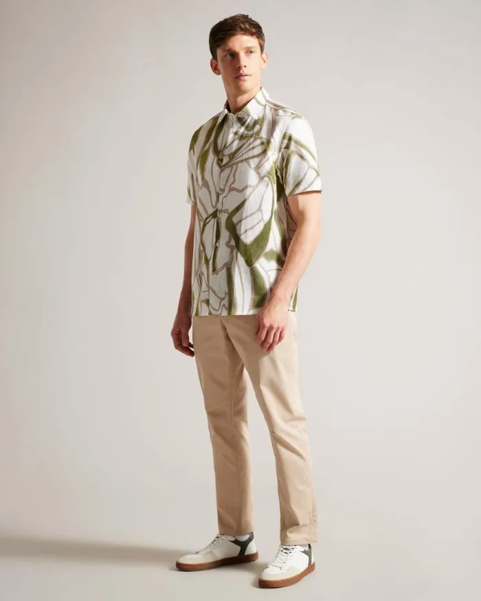 Short Sleeve Abstract Print Shirt Ecru Men Ted Baker Clothing Short Sleeve Abstract Print Shirt Ecru Men Ted Baker Clothing