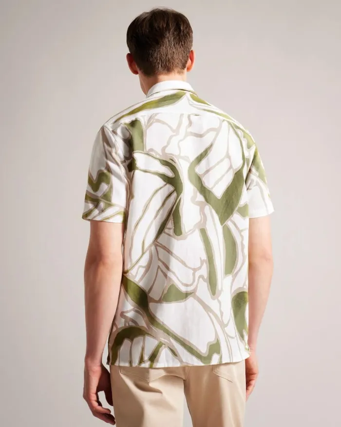 Short Sleeve Abstract Print Shirt Ecru Men Ted Baker Clothing Short Sleeve Abstract Print Shirt Ecru Men Ted Baker Clothing
