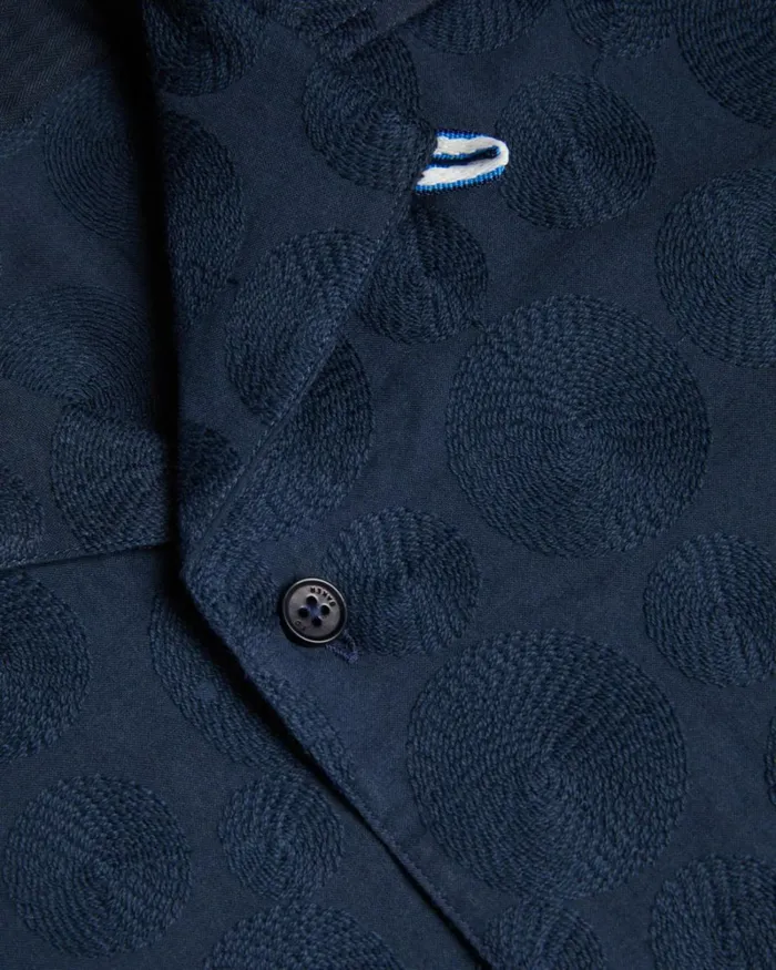 Short Sleeve Circle Embroidery Shirt Navy Men Ted Baker Clothing Short Sleeve Circle Embroidery Shirt Navy Men Ted Baker Clothing