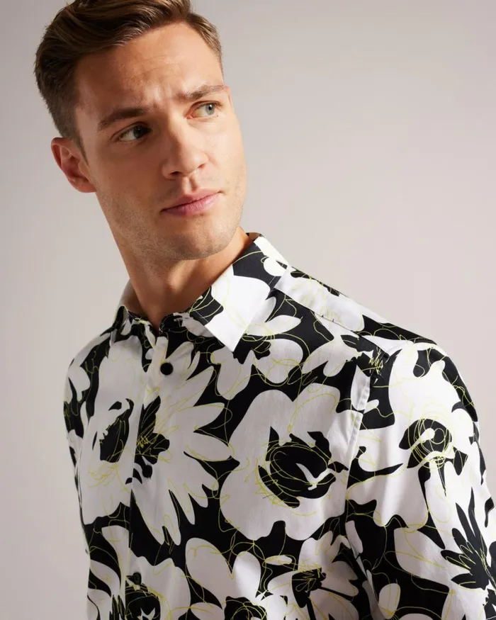 Short Sleeve Floral Print Shirt Light Yellow Men Ted Baker Shirts Short Sleeve Floral Print Shirt Light Yellow Men Ted Baker Shirts