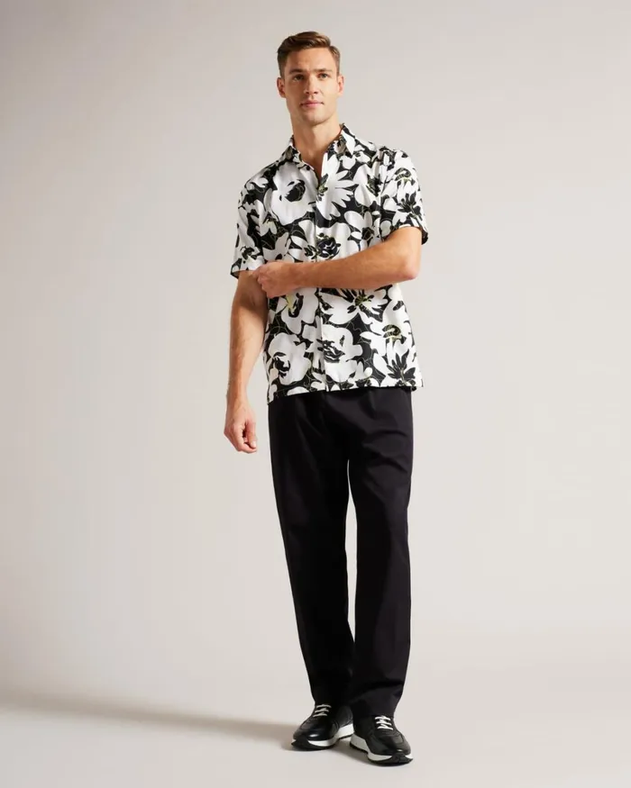 Short Sleeve Floral Print Shirt Light Yellow Men Ted Baker Shirts Short Sleeve Floral Print Shirt Light Yellow Men Ted Baker Shirts