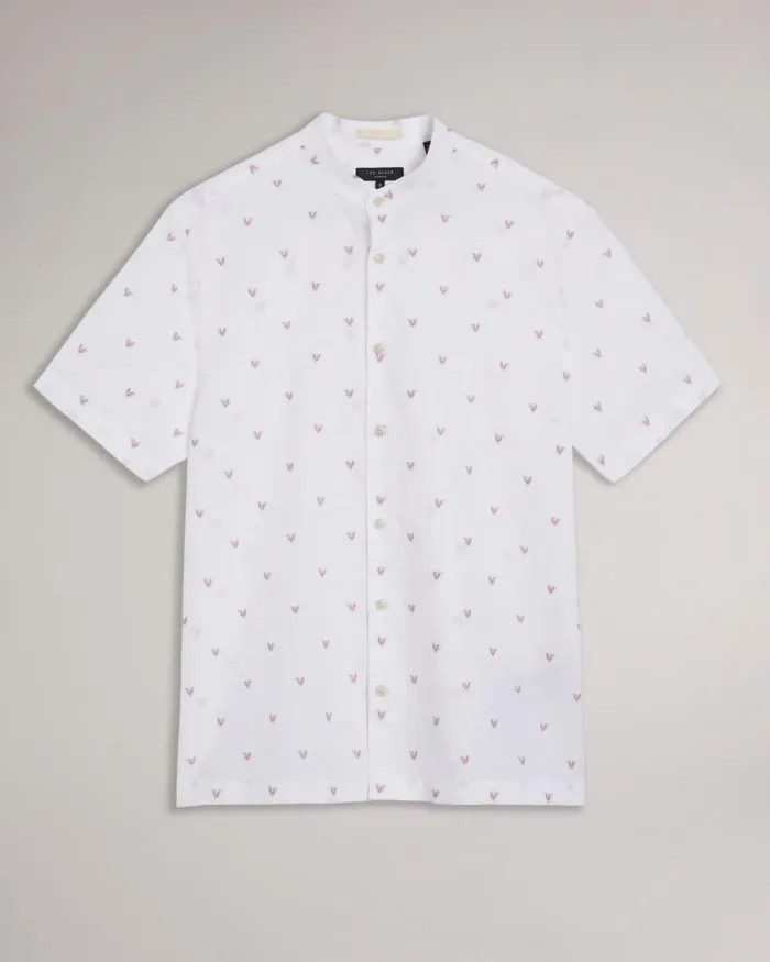 Short Sleeve Grandad Collar Coupe Shirt Pink Men Ted Baker Shirts