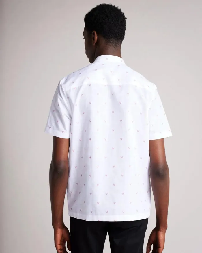 Short Sleeve Grandad Collar Coupe Shirt Pink Men Ted Baker Shirts Short Sleeve Grandad Collar Coupe Shirt Pink Men Ted Baker Shirts