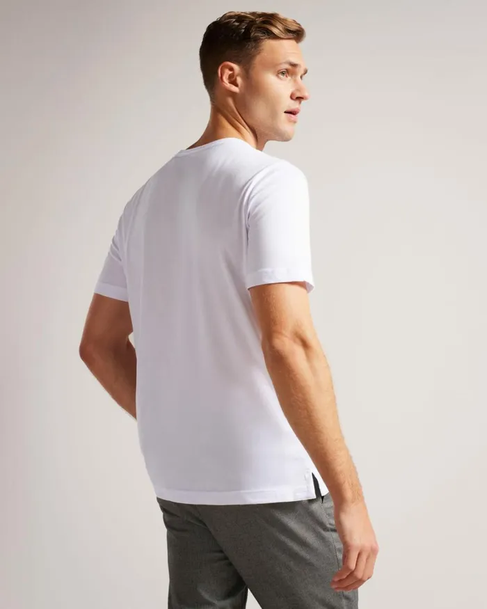 Short Sleeve Regular Fit Moth Print TShirt White Men Ted Baker Clothing