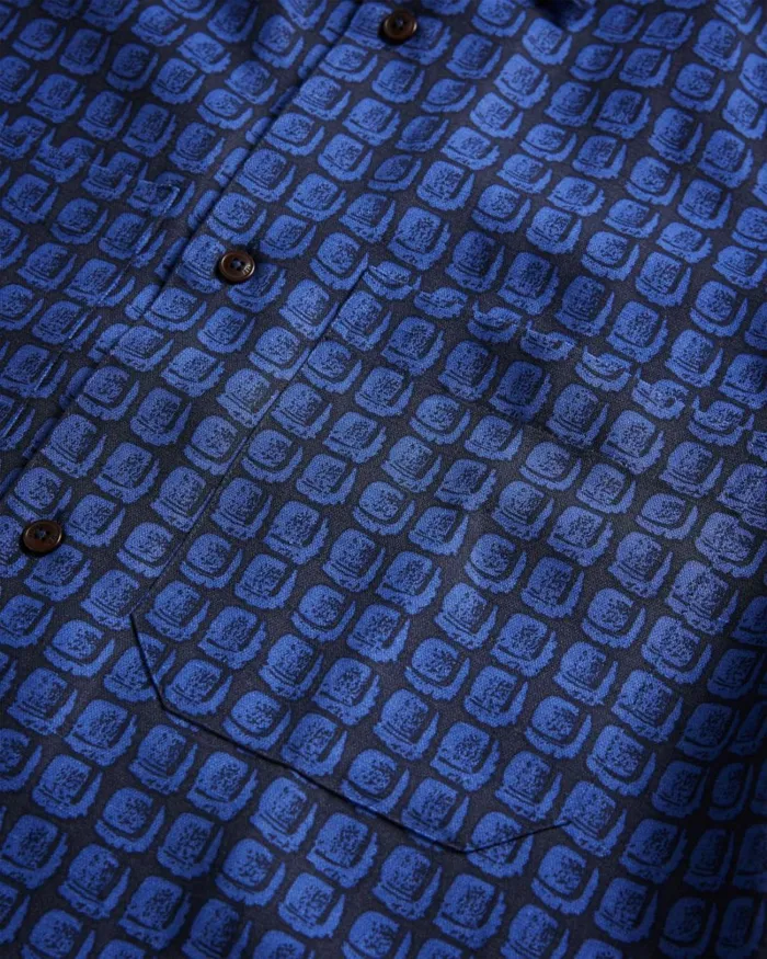 Short Sleeve Retro Tile Print Shirt Navy Men Ted Baker Shirts Short Sleeve Retro Tile Print Shirt Navy Men Ted Baker Shirts