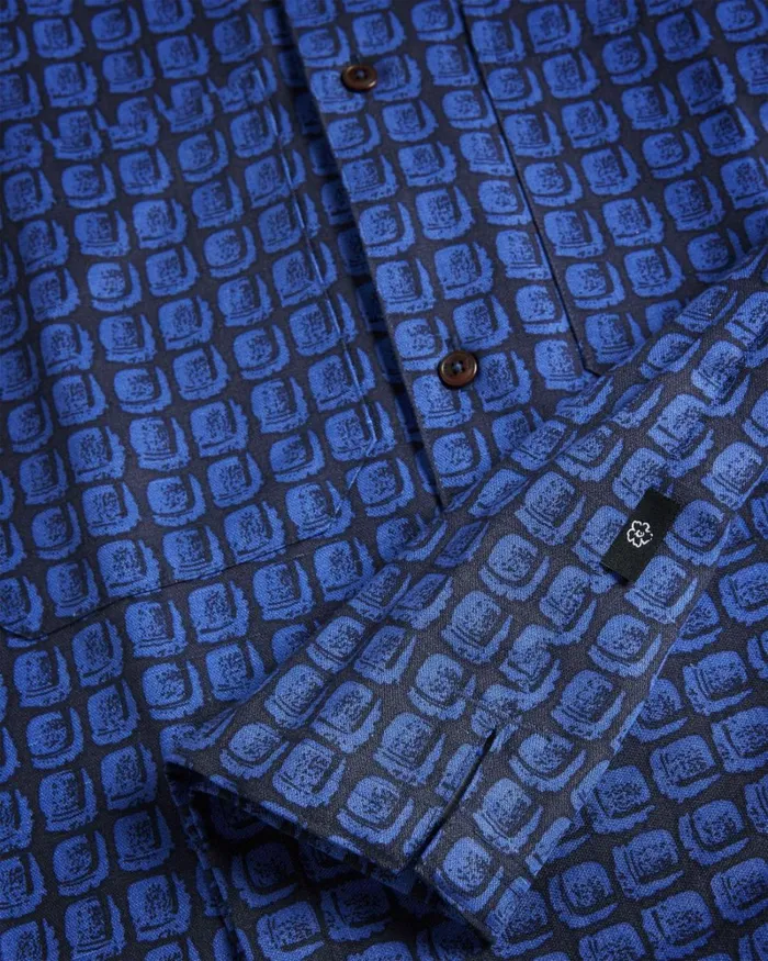 Short Sleeve Retro Tile Print Shirt Navy Men Ted Baker Shirts Short Sleeve Retro Tile Print Shirt Navy Men Ted Baker Shirts