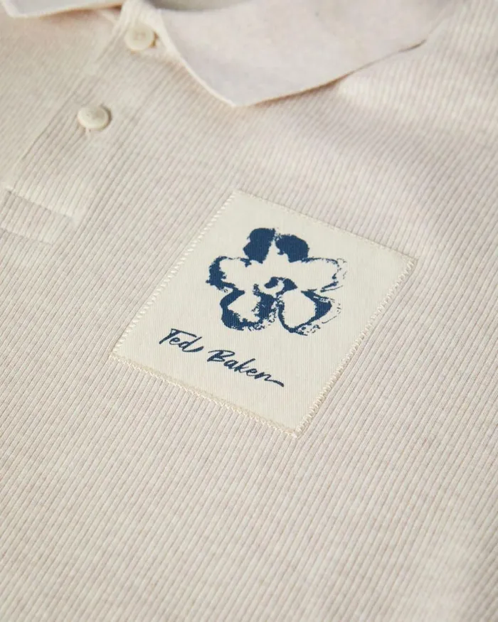Short Sleeve Ribbed Polo Shirt Natural Men Ted Baker Tops Short Sleeve Ribbed Polo Shirt Natural Men Ted Baker Tops