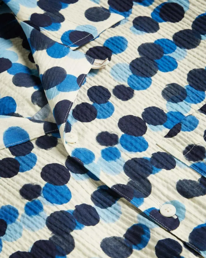 Short Sleeve Spot Print Shirt Medium Blue Men Ted Baker Shirts Short Sleeve Spot Print Shirt Medium Blue Men Ted Baker Shirts