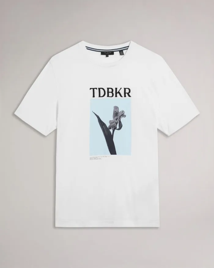 Short Sleeve Tulip Print TShirt White Men Ted Baker Clothing