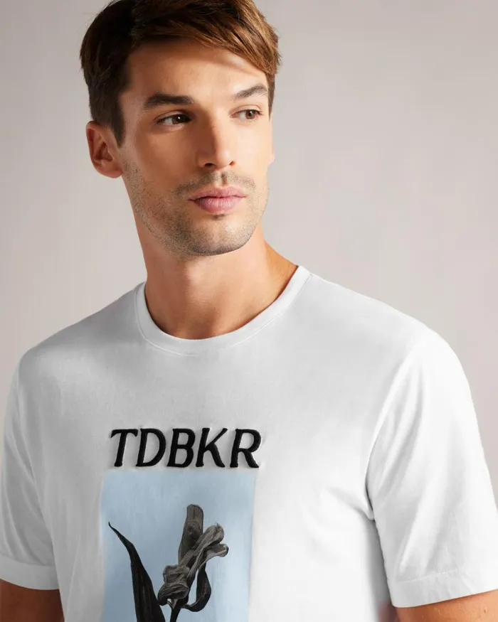 Short Sleeve Tulip Print TShirt White Men Ted Baker Clothing
