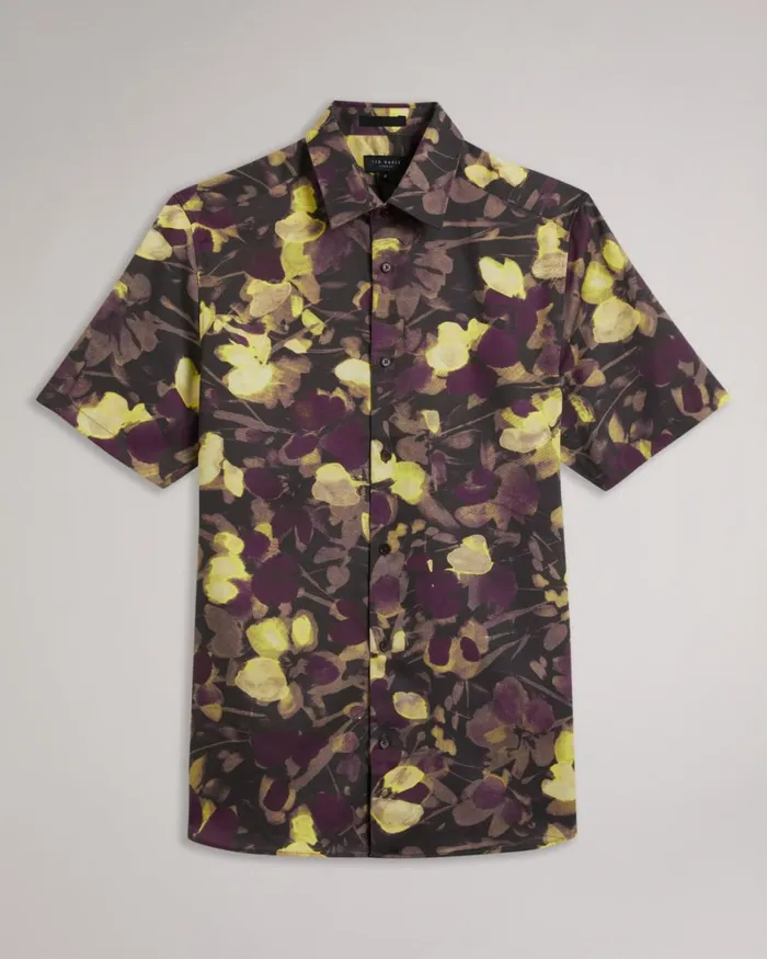 Short Sleeve Watercolour Print Shirt Multicolor Men Ted Baker Clothing