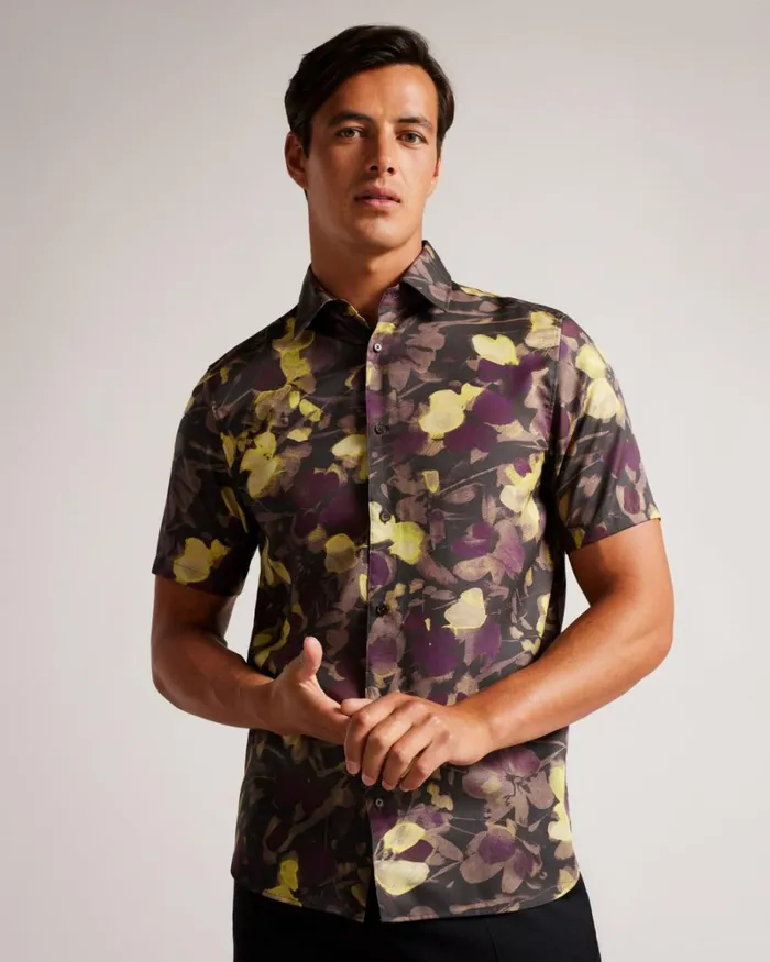 Short Sleeve Watercolour Print Shirt Multicolor Men Ted Baker Clothing