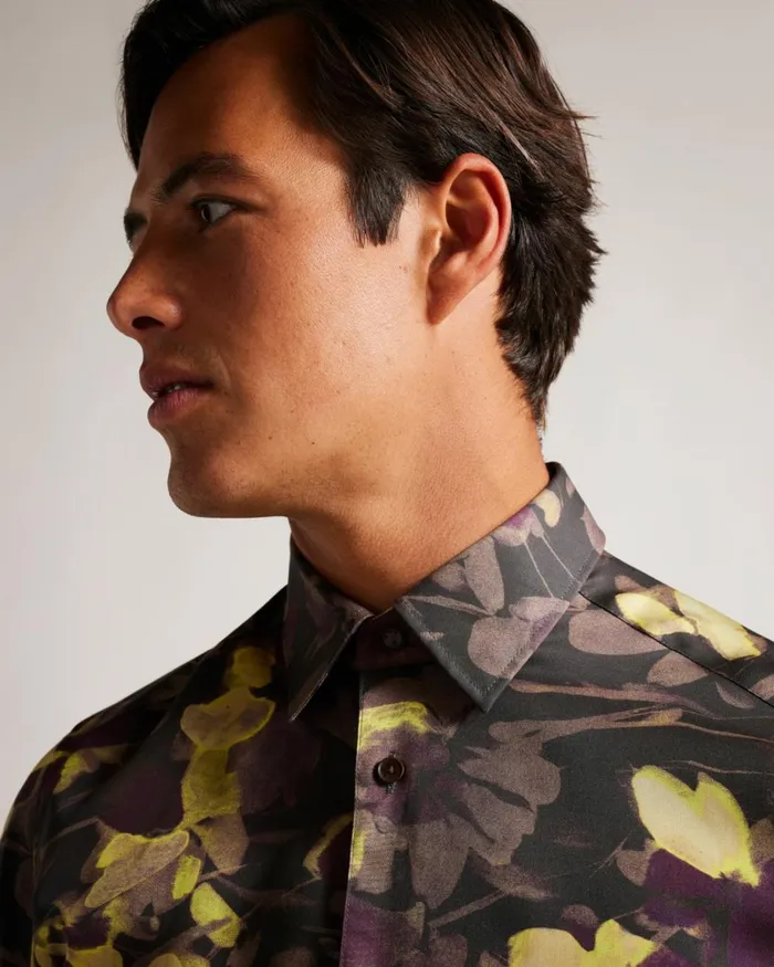 Short Sleeve Watercolour Print Shirt Multicolor Men Ted Baker Clothing