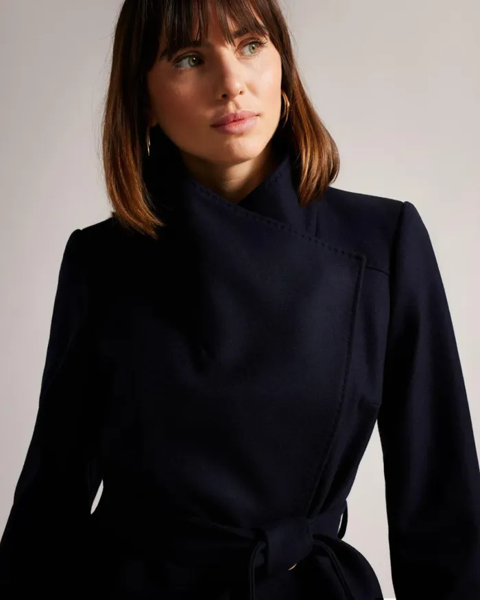 Short Wool Wrap Coat Dark Navy Women Ted Baker Coats and Jackets Short Wool Wrap Coat Dark Navy Women Ted Baker Coats and Jackets