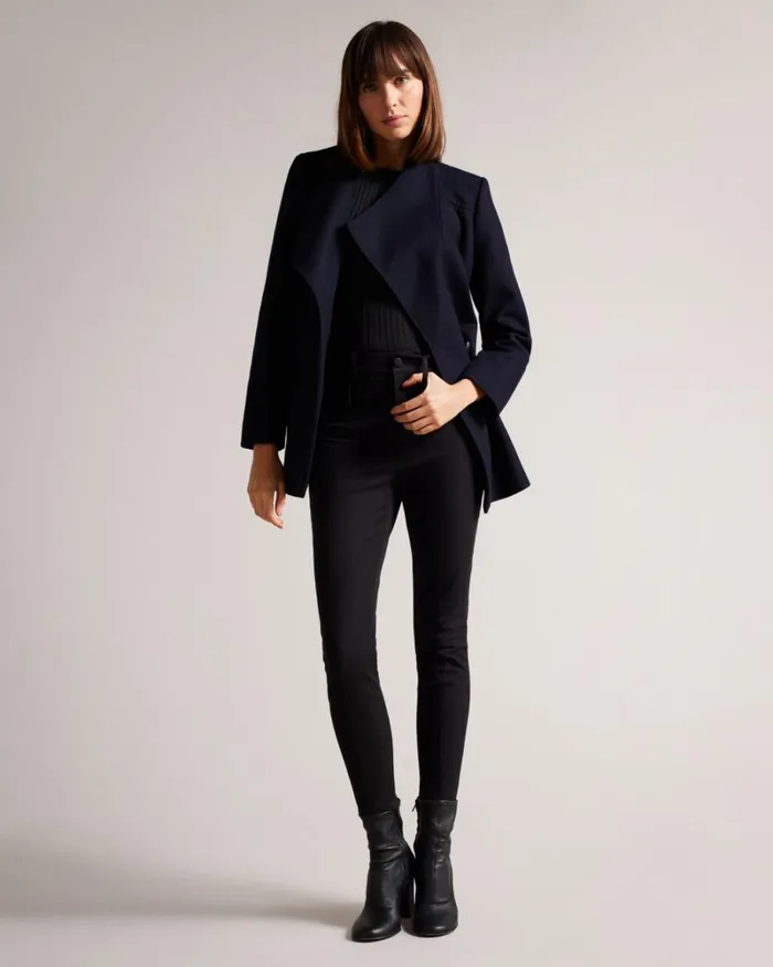 Short Wool Wrap Coat Dark Navy Women Ted Baker Coats and Jackets Short Wool Wrap Coat Dark Navy Women Ted Baker Coats and Jackets