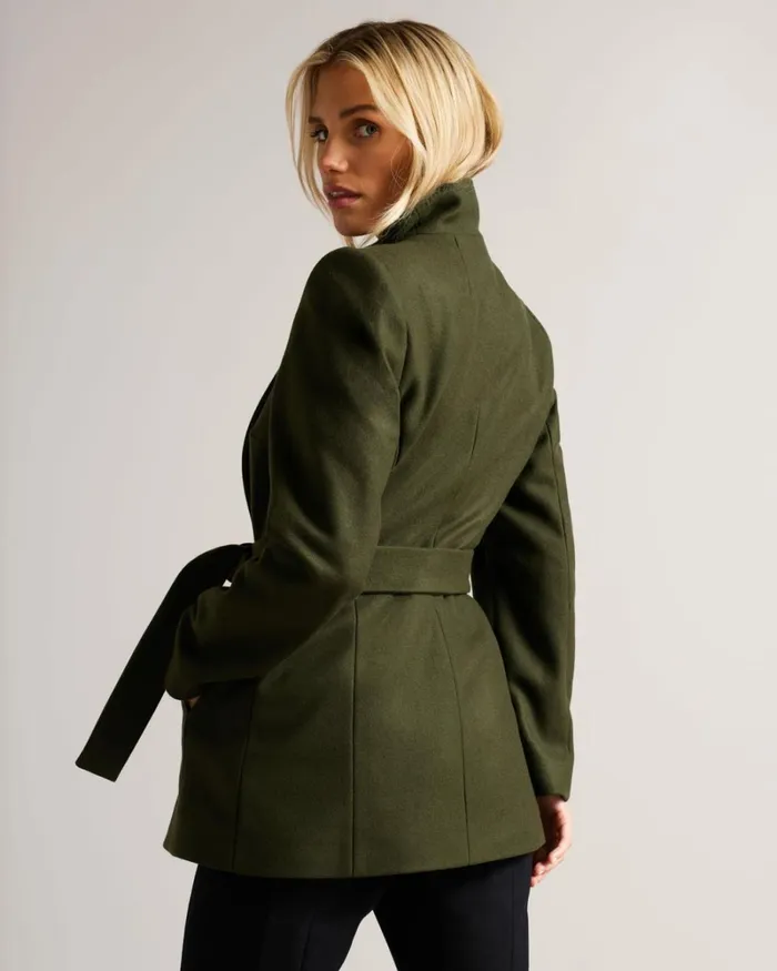 Short Wool Wrap Coat Khaki Women Ted Baker Coats and Jackets Short Wool Wrap Coat Khaki Women Ted Baker Coats and Jackets