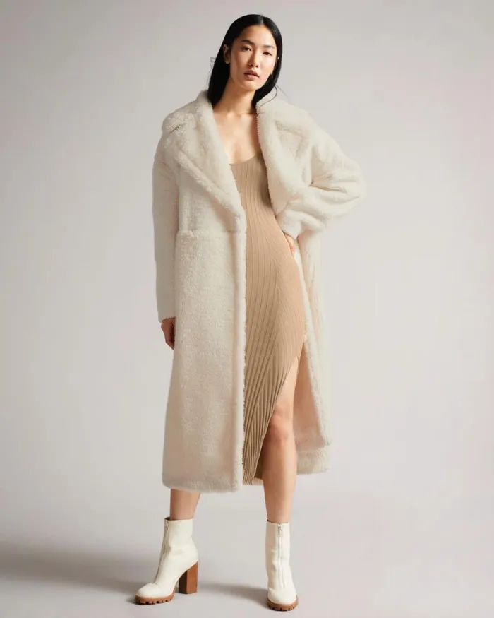 Side Slit Detail Knit Dress Light Brown Women Ted Baker Dresses Side Slit Detail Knit Dress Light Brown Women Ted Baker Dresses