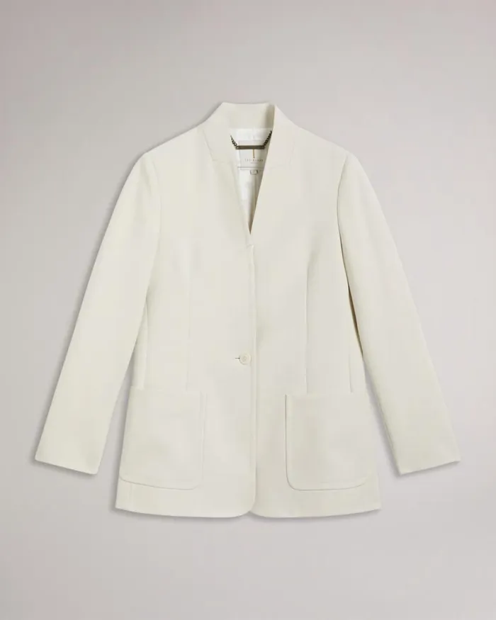 Single Breasted Collarless Blazer Natural Women Ted Baker Clothing