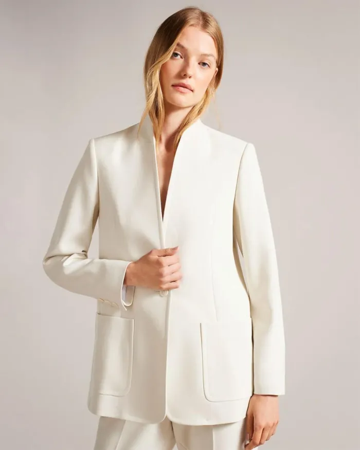 Single Breasted Collarless Blazer Natural Women Ted Baker Clothing Single Breasted Collarless Blazer Natural Women Ted Baker Clothing