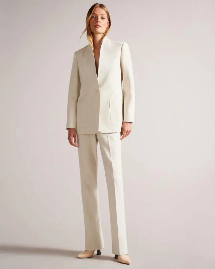 Single Breasted Collarless Blazer Natural Women Ted Baker Clothing Single Breasted Collarless Blazer Natural Women Ted Baker Clothing