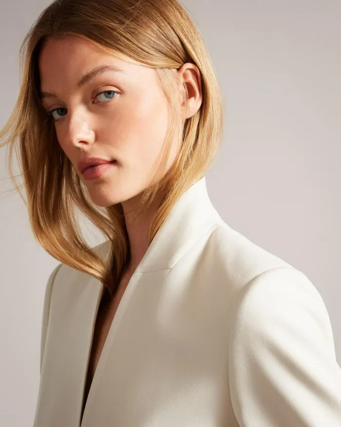 Single Breasted Collarless Blazer Natural Women Ted Baker Clothing Single Breasted Collarless Blazer Natural Women Ted Baker Clothing