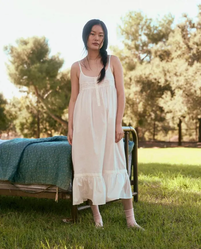 Sleep Dresses Women039s The Great The Eyelet Ruffle Tank Night Dress True White