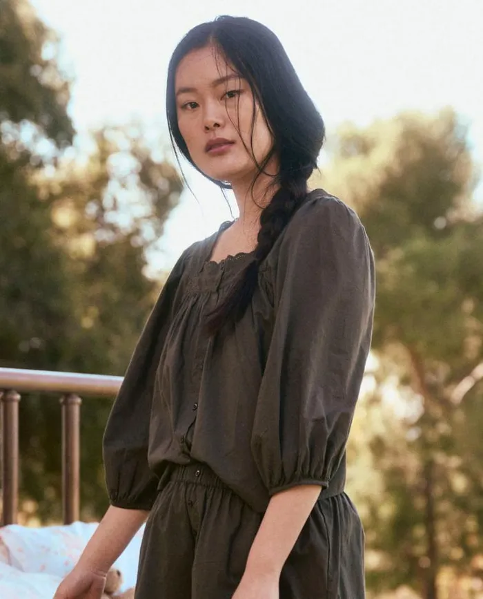 Sleep Tops Women039s The Great The Eyelet Button Sleep Top Black
