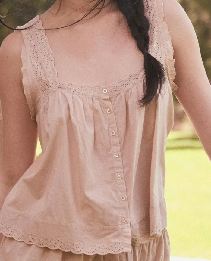 Sleep Tops Women039s The Great The Eyelet Tank Soft Rosette