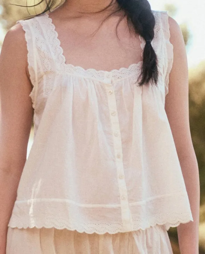 Sleep Tops Women039s The Great The Eyelet Tank True White