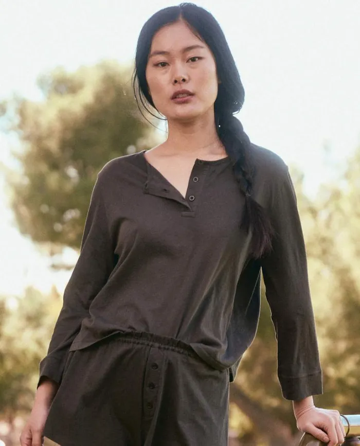 Sleep Tops Women039s The Great The Sleep Henley Washed Black