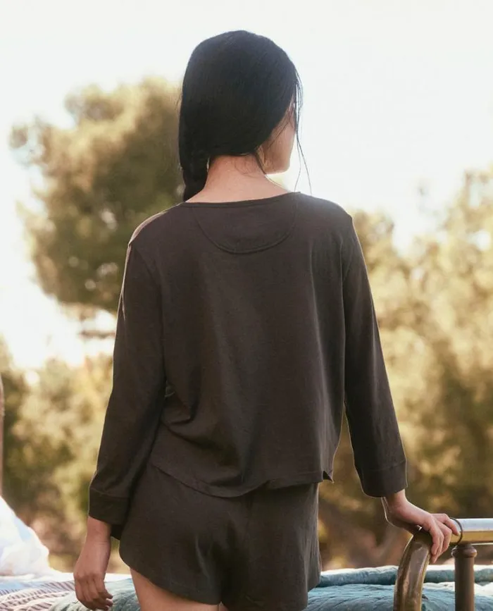 Sleep Tops Women039s The Great The Sleep Henley Washed Black
