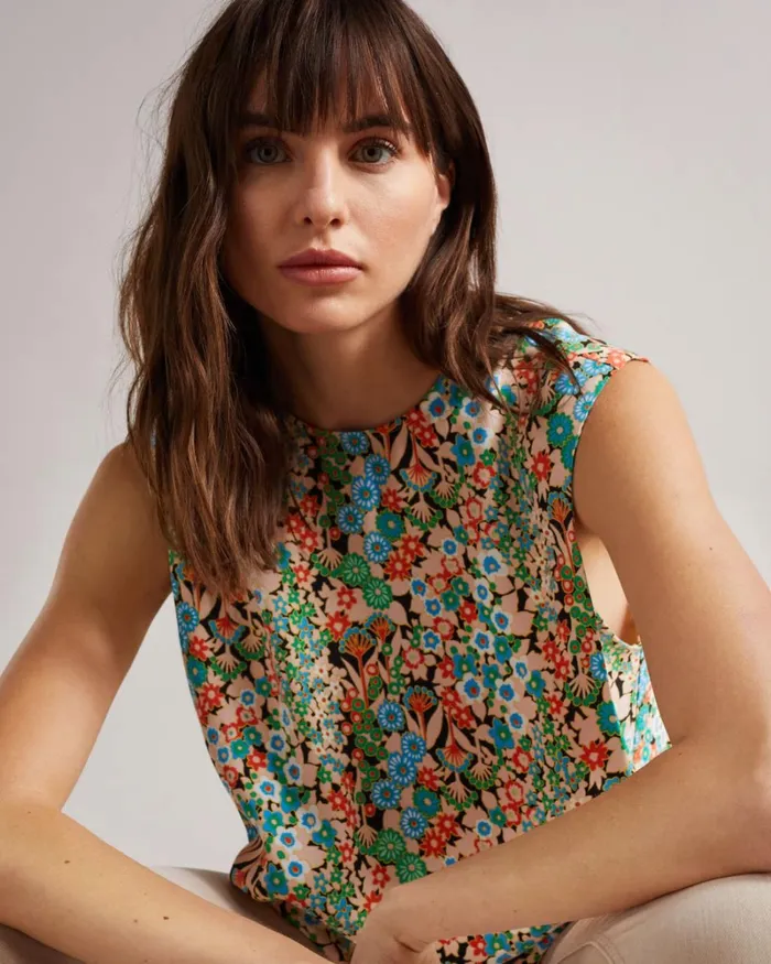 Sleeveless Top With Shoulder Detail Black Women Ted Baker Tops and TShirts Sleeveless Top With Shoulder Detail Black Women Ted Baker Tops and TShirts