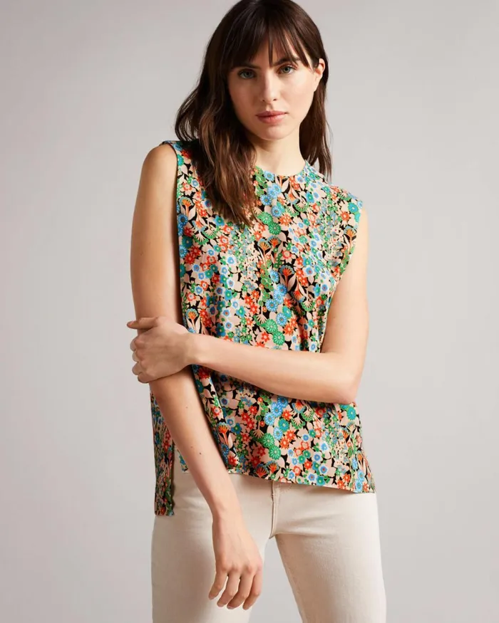 Sleeveless Top With Shoulder Detail Black Women Ted Baker Tops and TShirts Sleeveless Top With Shoulder Detail Black Women Ted Baker Tops and TShirts