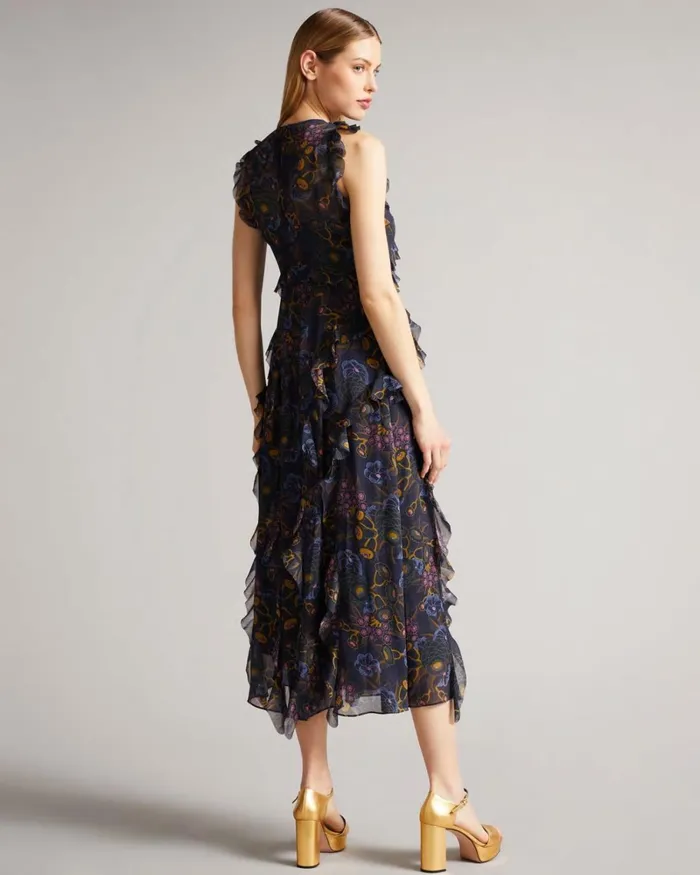 Sleeveless Waterfall Midi Dress Navy Women Ted Baker Dresses