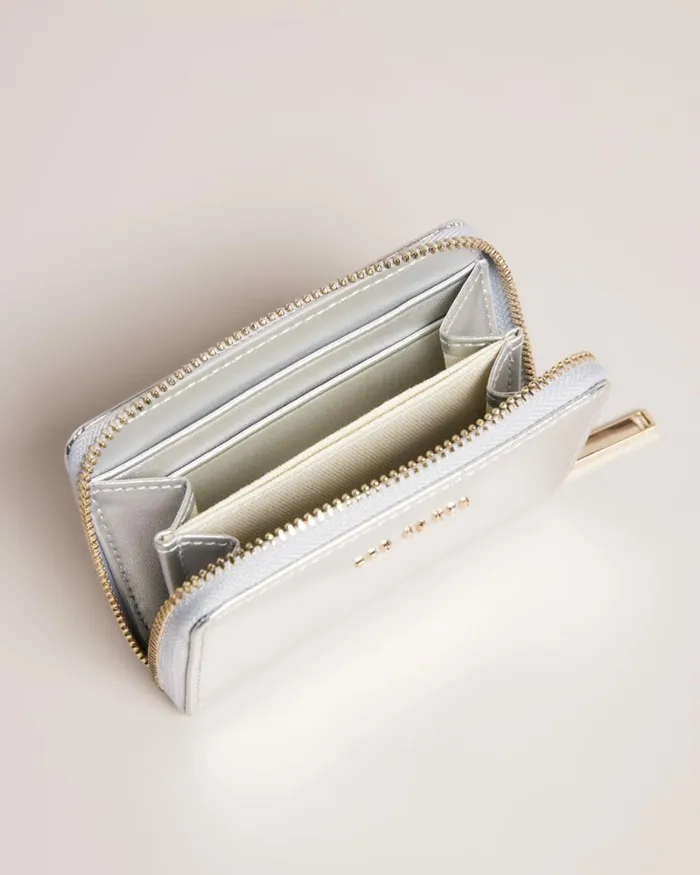 Small Zip Around Leather Purse Silver Women Ted Baker Wallets and Card Holders Small Zip Around Leather Purse Silver Women Ted Baker Wallets and Card Holders