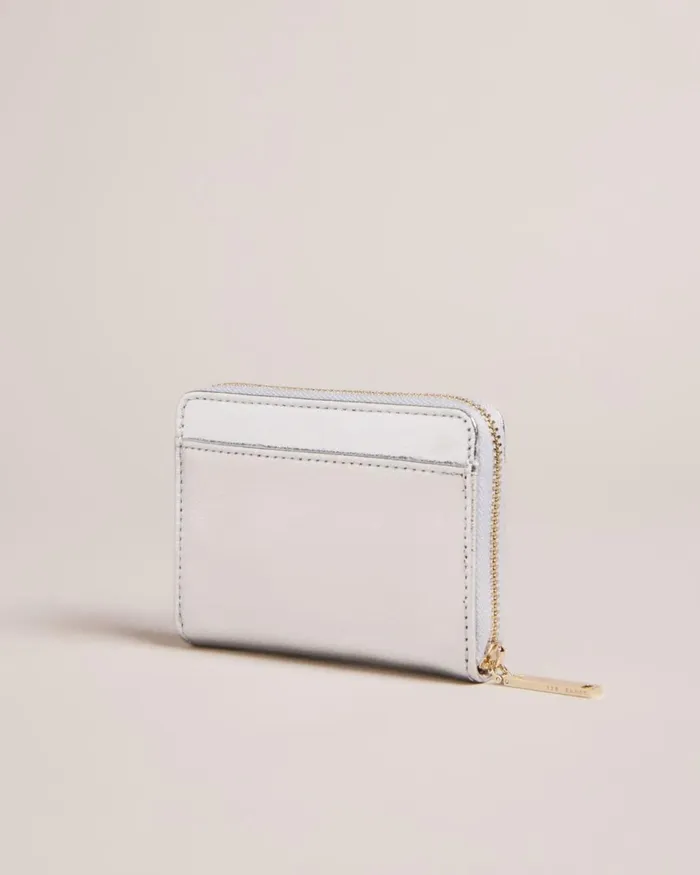 Small Zip Around Leather Purse Silver Women Ted Baker Wallets and Card Holders