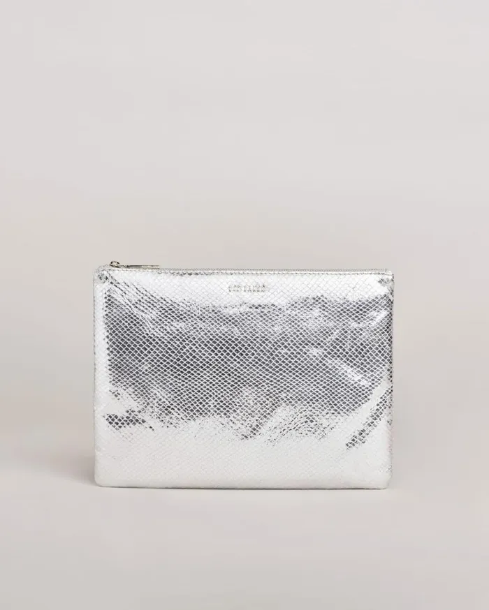 Snake Detail Large Pouch Silver Women Ted Baker Bags