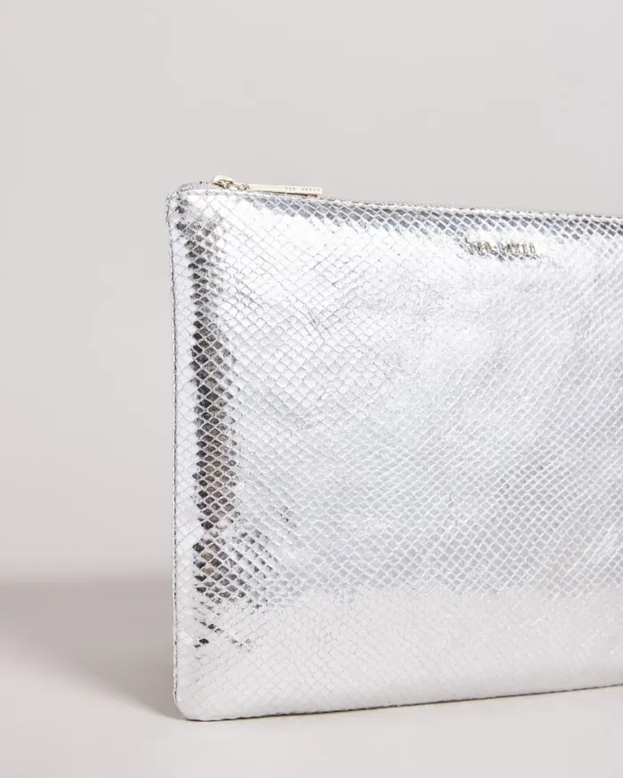 Snake Detail Large Pouch Silver Women Ted Baker Bags