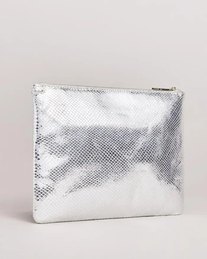 Snake Detail Large Pouch Silver Women Ted Baker Bags