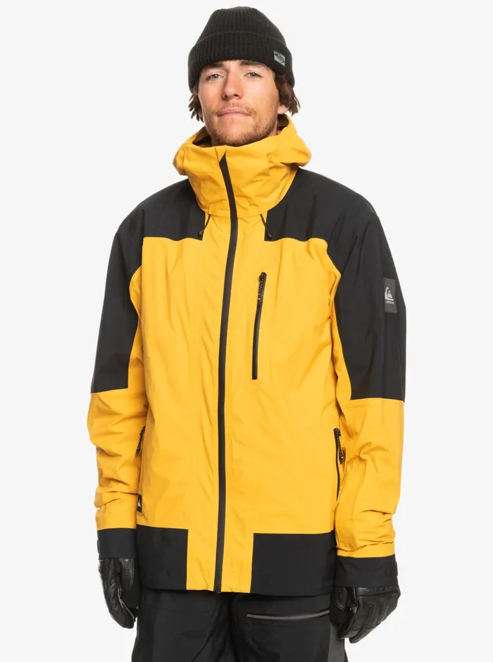 Snow Jackets Men Quiksilver Ultralight GoreTex Technical Snow Jacket Mineral Yellow