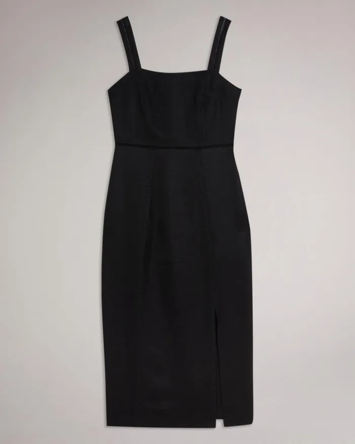 Square Neck Midi Pencil Dress Black Women Ted Baker Clothing