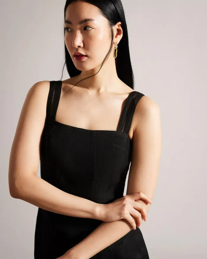 Square Neck Midi Pencil Dress Black Women Ted Baker Clothing Square Neck Midi Pencil Dress Black Women Ted Baker Clothing
