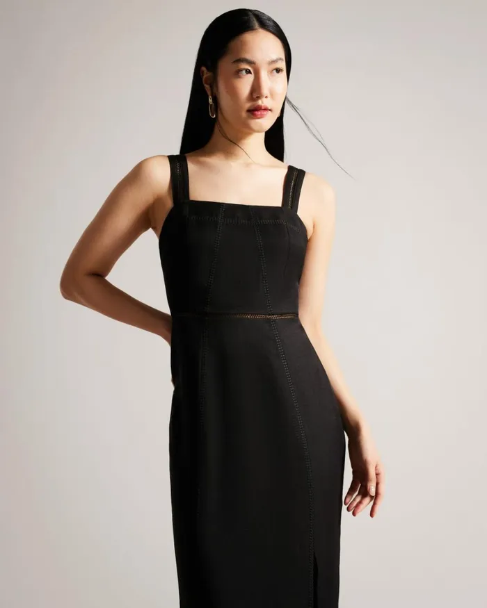 Square Neck Midi Pencil Dress Black Women Ted Baker Clothing Square Neck Midi Pencil Dress Black Women Ted Baker Clothing