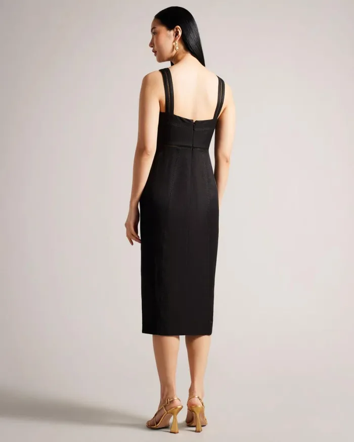 Square Neck Midi Pencil Dress Black Women Ted Baker Clothing Square Neck Midi Pencil Dress Black Women Ted Baker Clothing