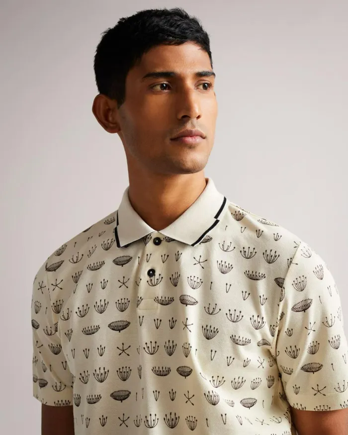 SS Printed Polo White Men Ted Baker Tops SS Printed Polo White Men Ted Baker Tops