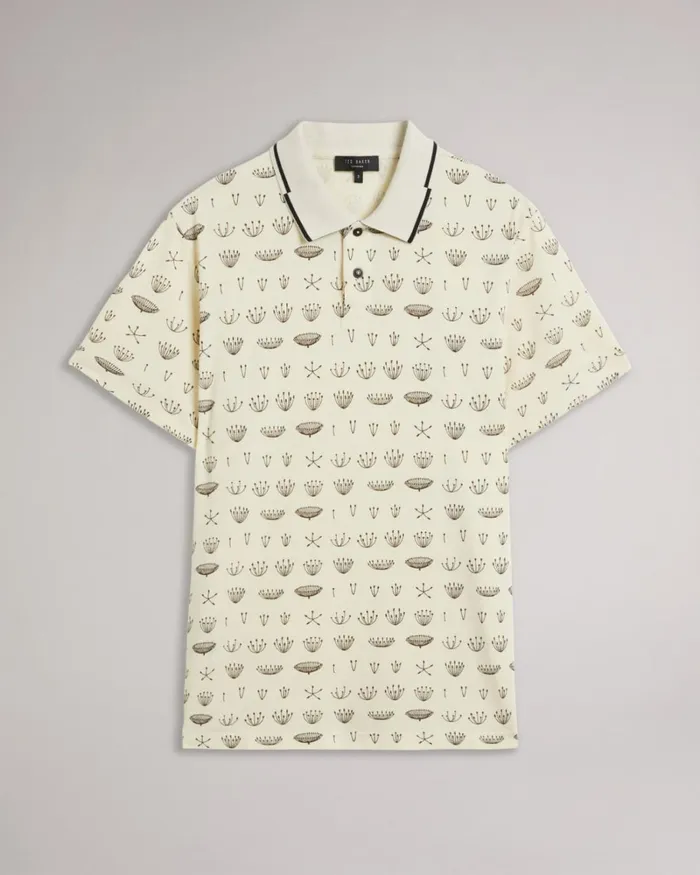 SS Printed Polo White Men Ted Baker Tops SS Printed Polo White Men Ted Baker Tops