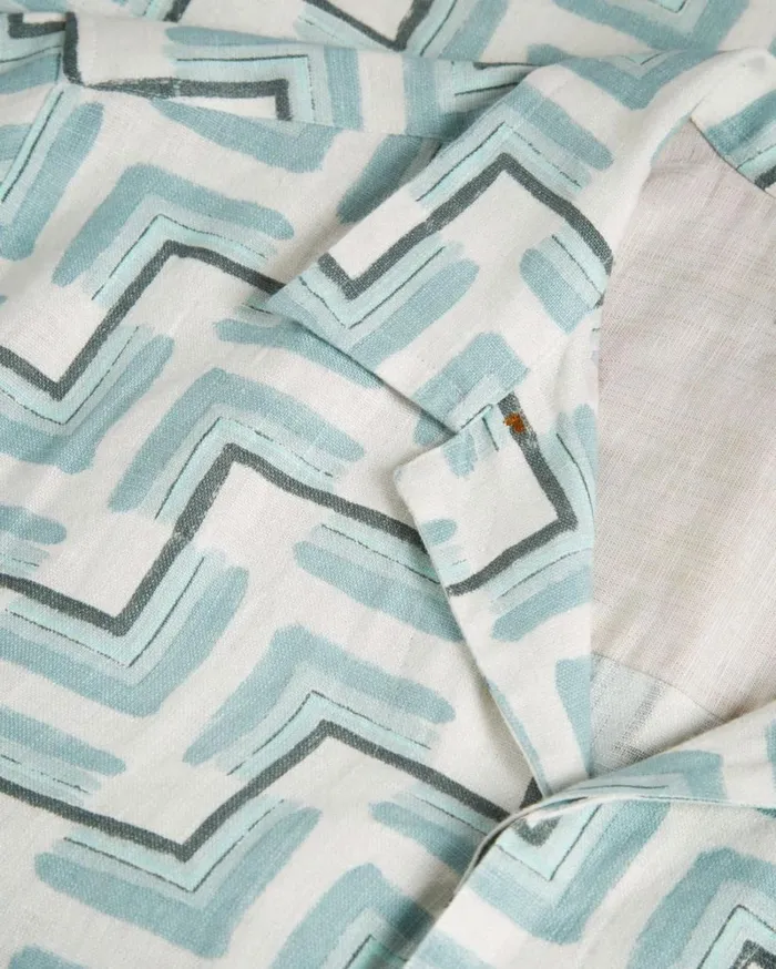 SS Retro Geo Print Shirt Sky Blue Men Ted Baker Clothing SS Retro Geo Print Shirt Sky Blue Men Ted Baker Clothing
