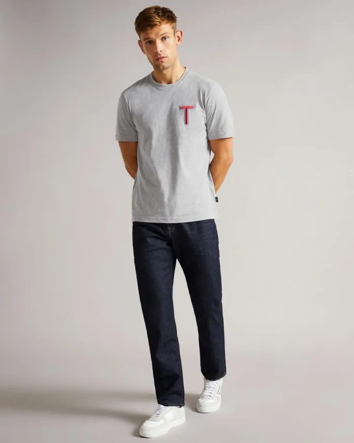 SS Varsity T TShirt Gray Marl Men Ted Baker Tops