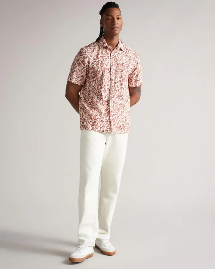 SS Vegetable Print Shirt Dark Orange Men Ted Baker Clothing SS Vegetable Print Shirt Dark Orange Men Ted Baker Clothing
